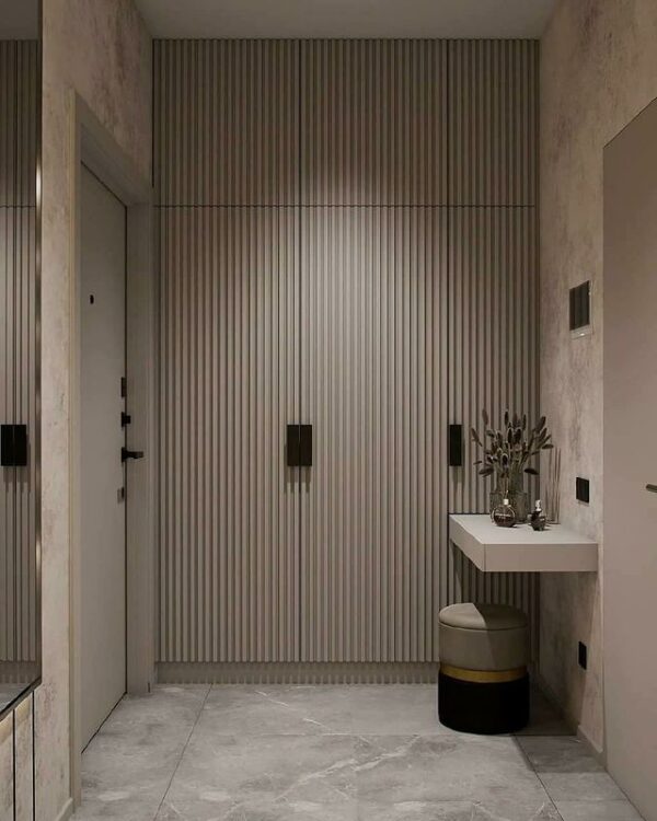 Wardrobe with 3 Shutters - Beige PU