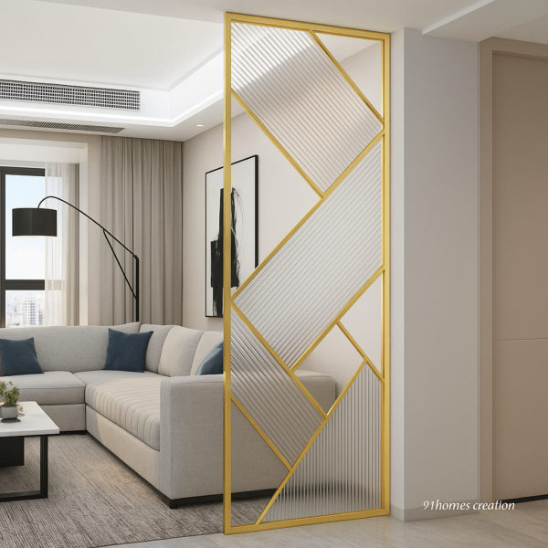 Glass Partition for Modern Living Room Interiors