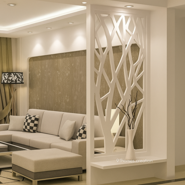 CNC Partition with Beige Sofa