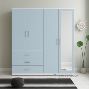 pastel blue mirror wardrobe