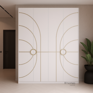 white and gold arc wardrobe