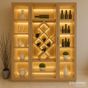 Modern Oak-Finish crockery unit