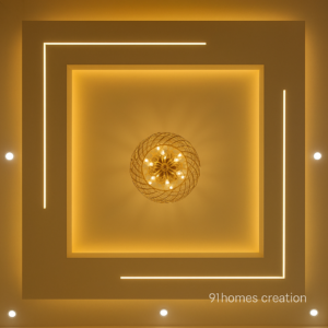 Golden False Ceiling with led lights