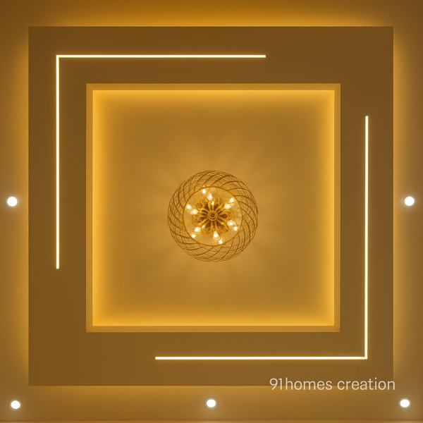Golden False Ceiling with led lights
