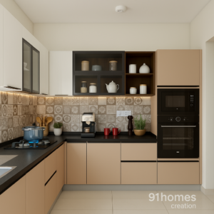 Matte Walnut Crockery Unit with Glass Shutters and LED Shelves