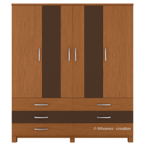 two tone oak and dark brown matte wardrobe with drawers