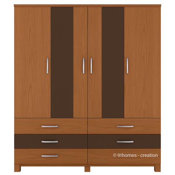 two tone oak and dark brown matte wardrobe with drawers