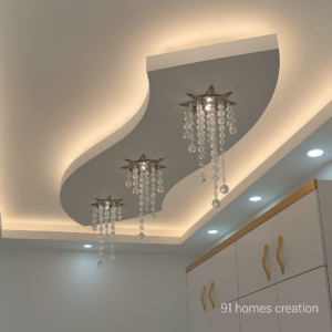 Crystal chandeliers ceiling with LED cove lighting
