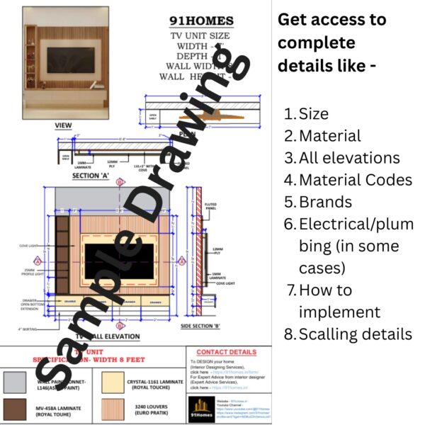 Modern Duo-Tone TV cabinet featuring open shelves and vertical texture.