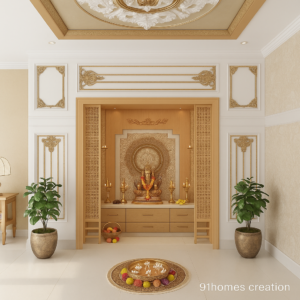 Golden Ganesha Mandir Design.