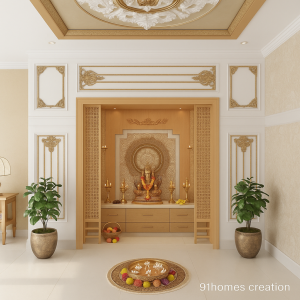 Golden Ganesha Mandir Design.