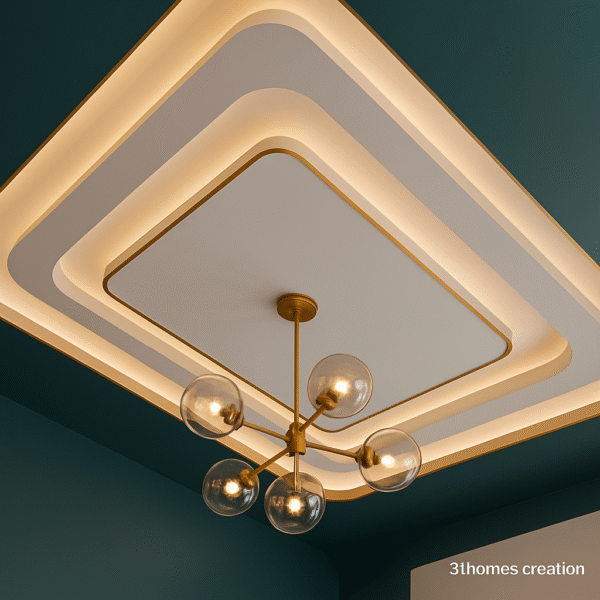 Elegant false ceiling design featuring concentric rounded rectangles